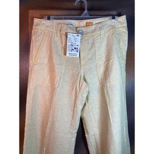 PILCRO & the Letterpress Straight Leg Linen Pants‎ Mid Rise Yellow Size 10